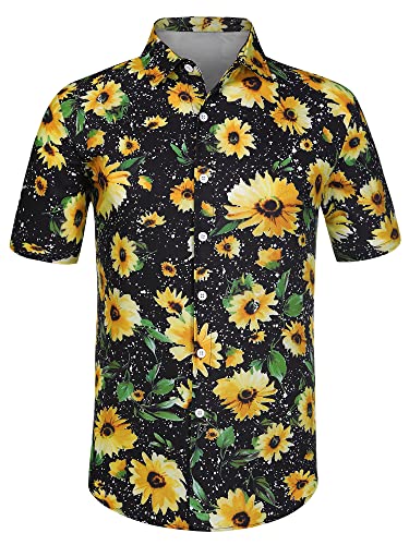Amazon.com: Lars Amadeus Men's Sunflower Printed Shirts Short